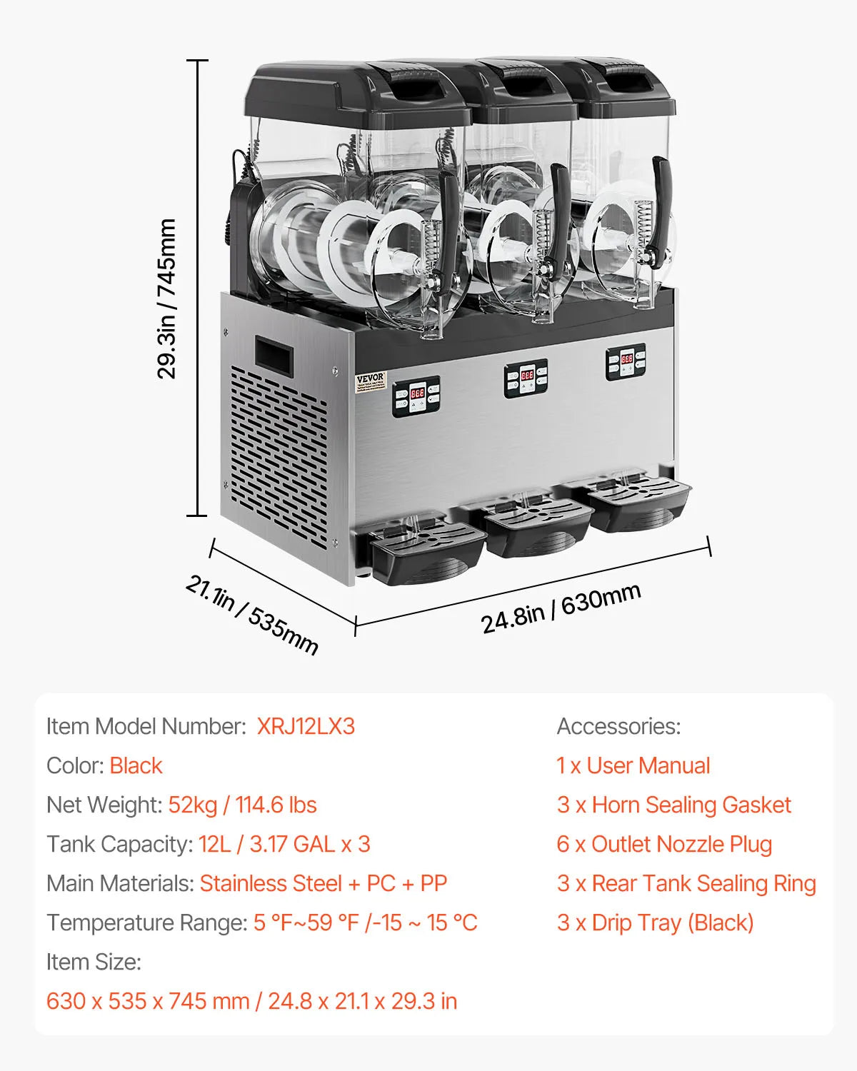 VEVOR Slushy Machine Commercial Stainless Steel Margarita