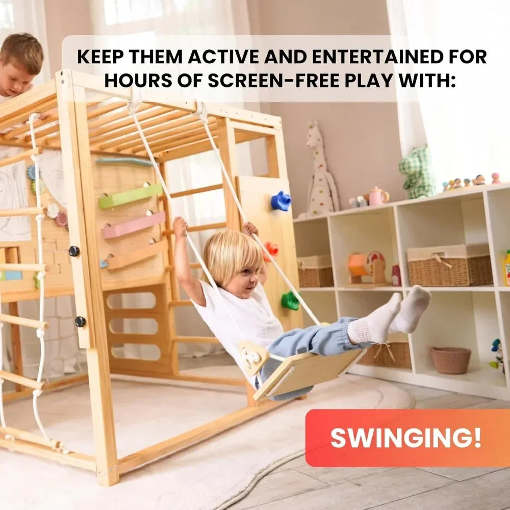 Alpine Wooden Jungle Gym Indoor Swing For Toddlers And Children