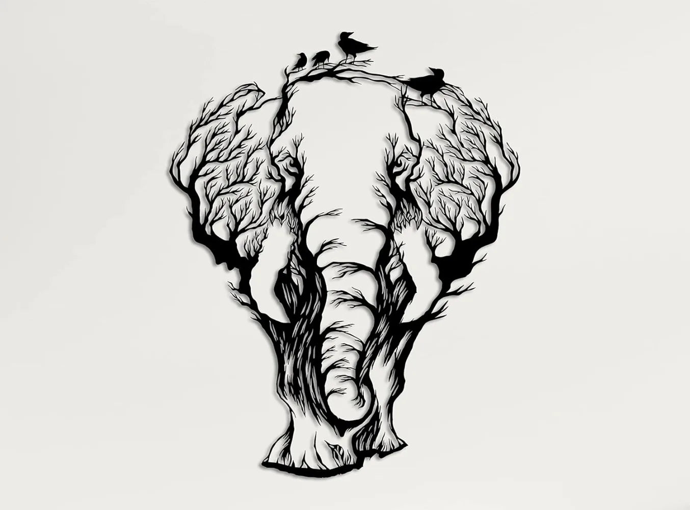 XMSJ Geometric Elephant Metal Wall Art for Living Room