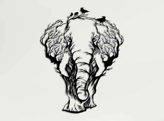 XMSJ Geometric Elephant Metal Wall Art for Living Room