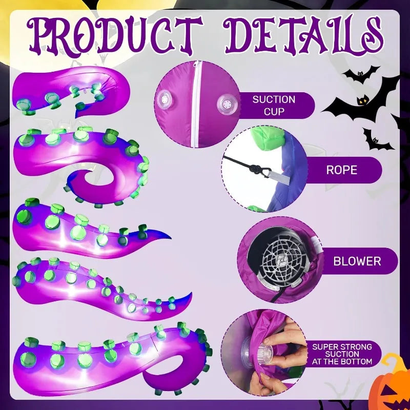 Hign-concerned Halloween Inflatable Lighted Octopus Tentacle