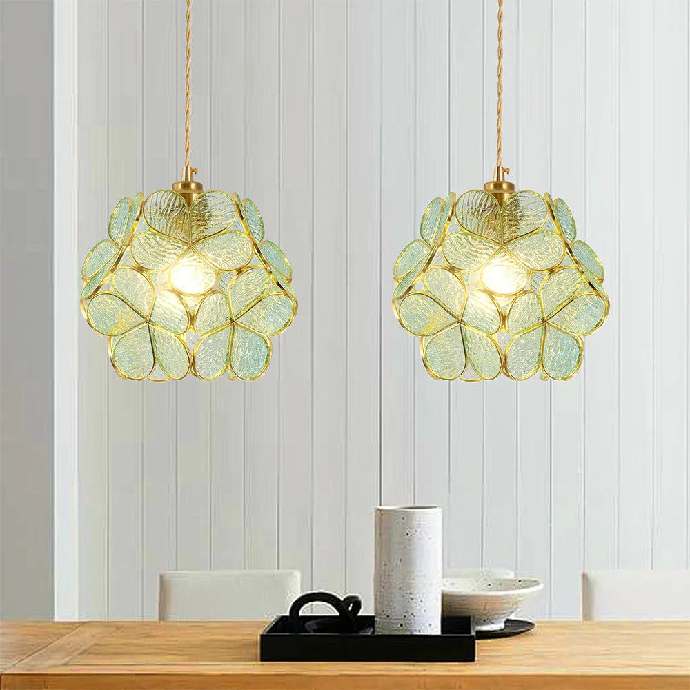 Vetrulus Flower Lantern Crystal Pendant Light Kitchen
