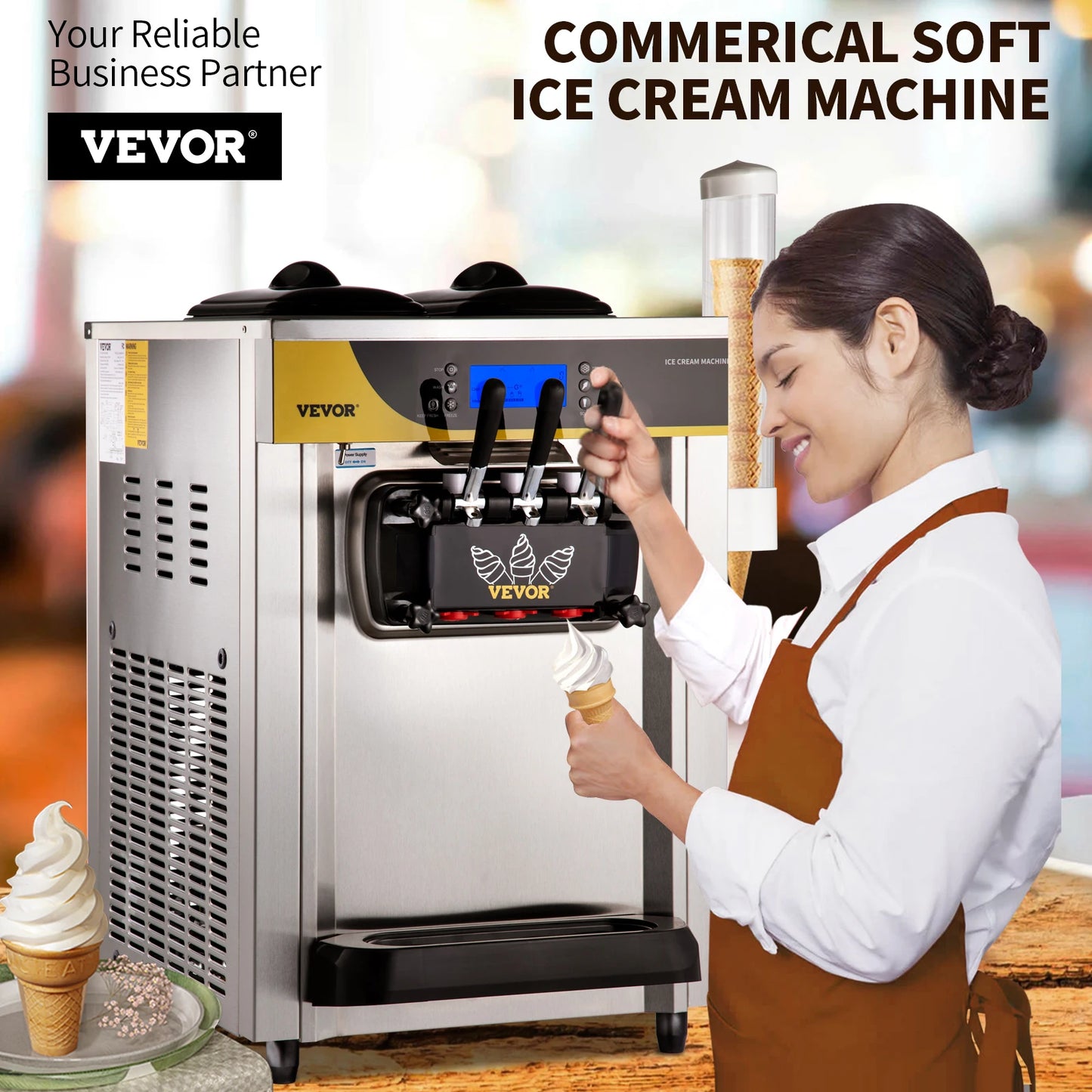 SucceBuy Soft Ice Cream Machine Commercial Desktop Pro