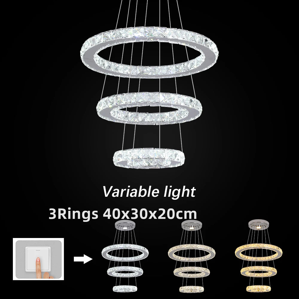 GreeLustr Crystal Chrome Led Pendant Light Fixture Classic