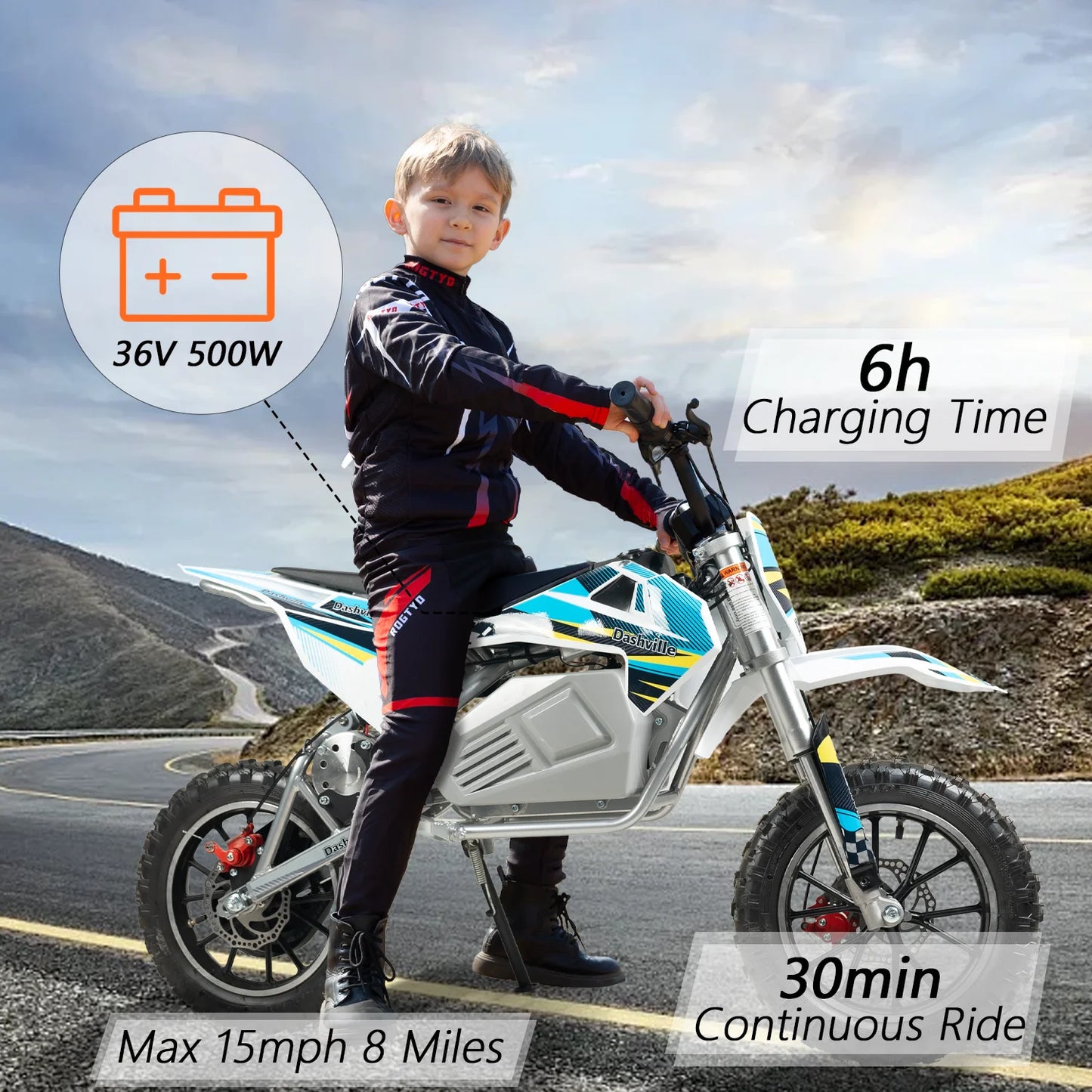 Dashville Electric Dirt Bike For Kids Off Road Suspension