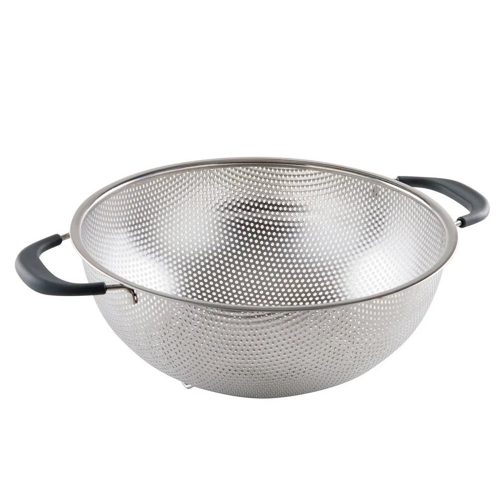 Stainless Steel Colander With Soft Grip Handles Footed Base