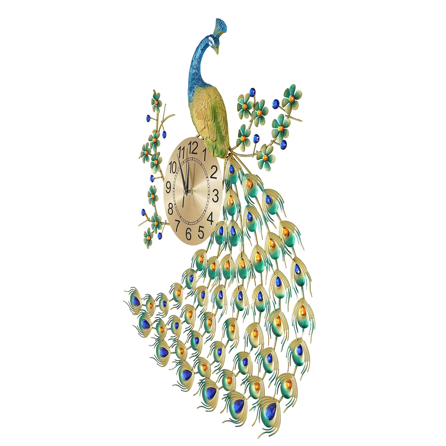 Clock Peacock 3D European Style Hanging Wall Clock Decor