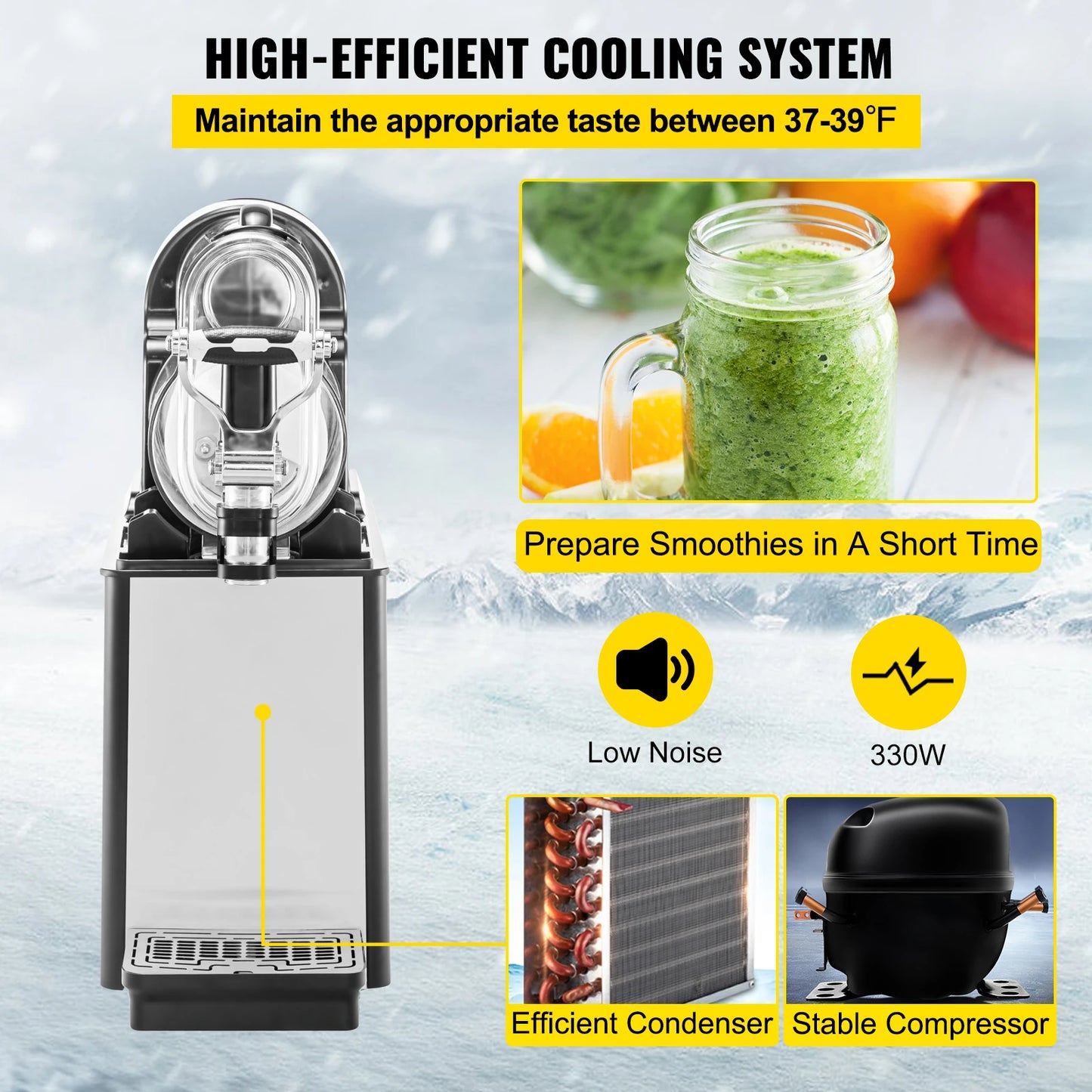 SucceBuy Slushie Machine Jar Frozen Drink Dispenser Cold