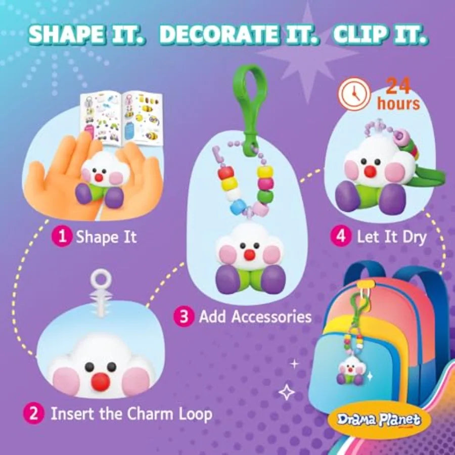 Air Dry Clay Keychain Craft Kit For Kids Eight Charms