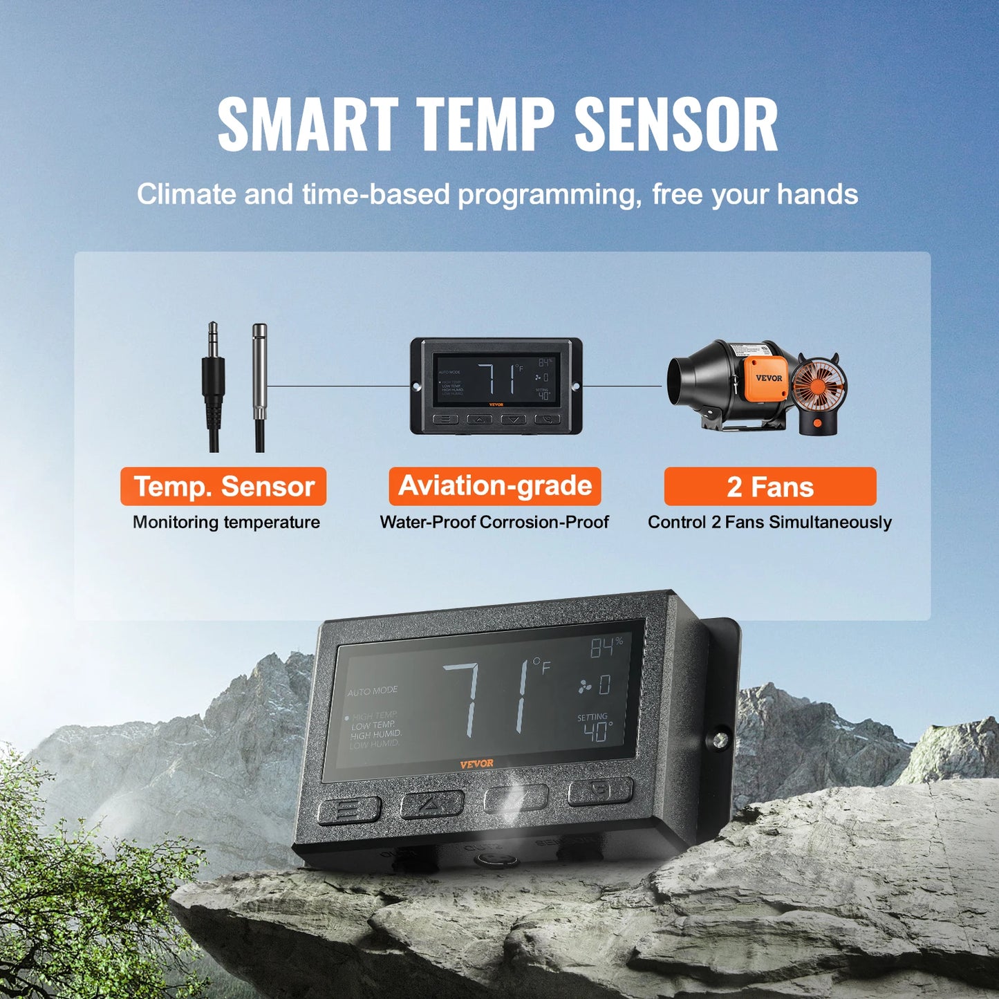 VEVOR Inline Duct Fan EC Motor With Humidity Controller