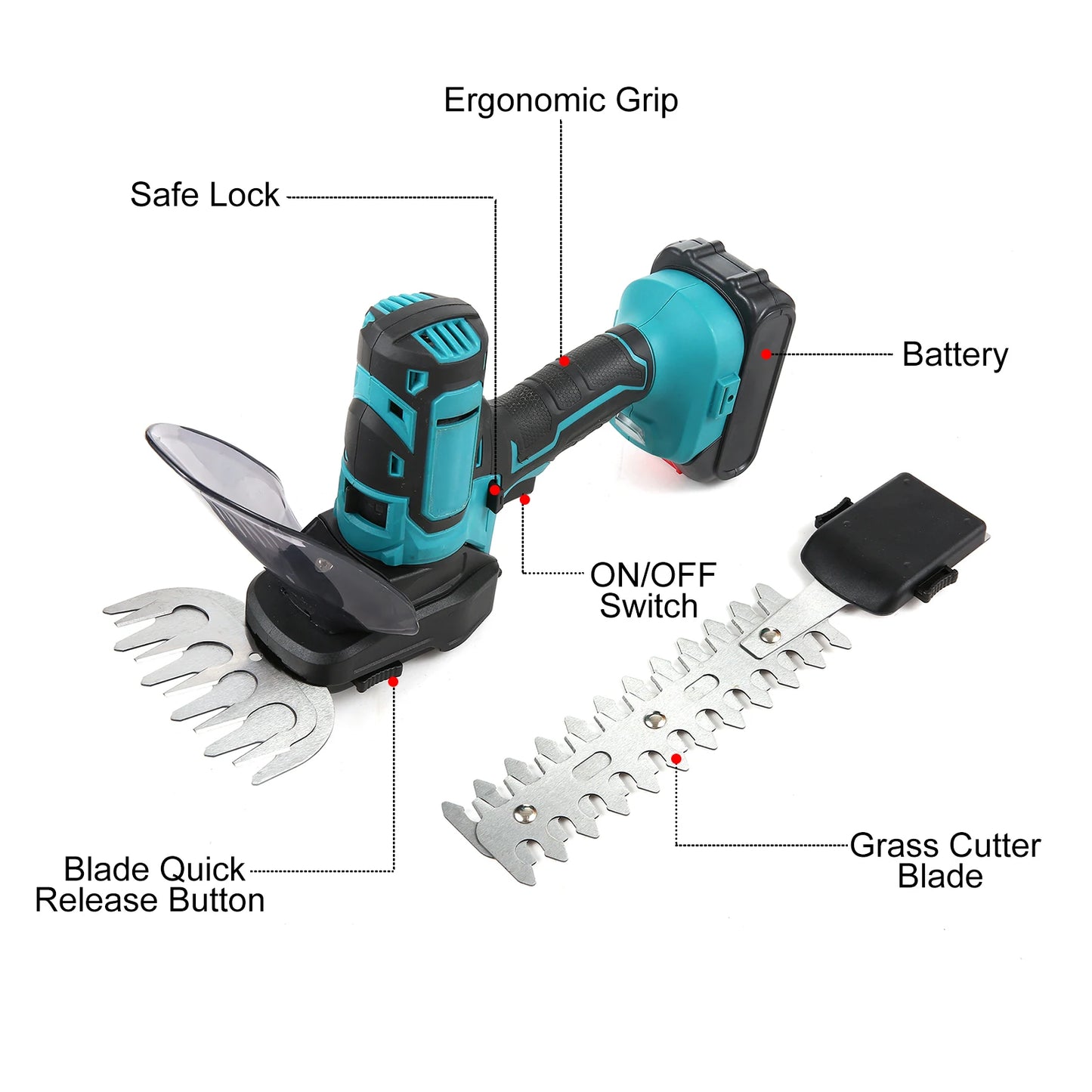 Aramox 20V Cordless Grass Shears 2 In 1 Trimmer Hedge