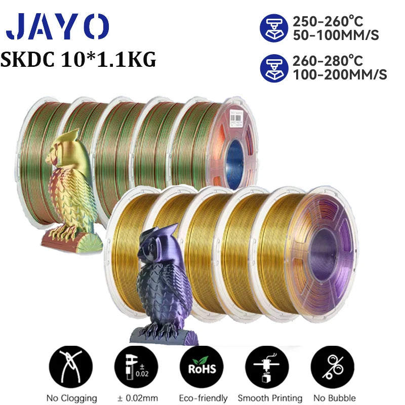 JAYO PLA Plus Filament 10 Rolls High Speed Matte 3D