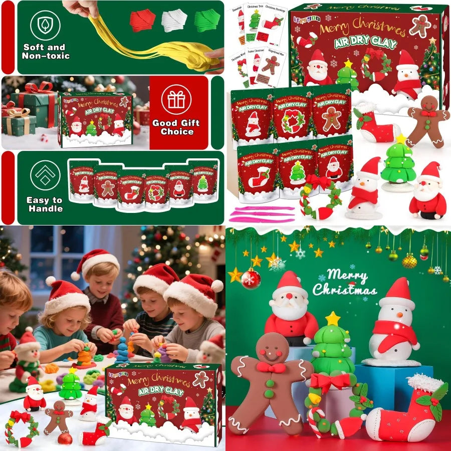 Air Dry Clay Christmas Kit Featuring 6 Festive Molding Tools