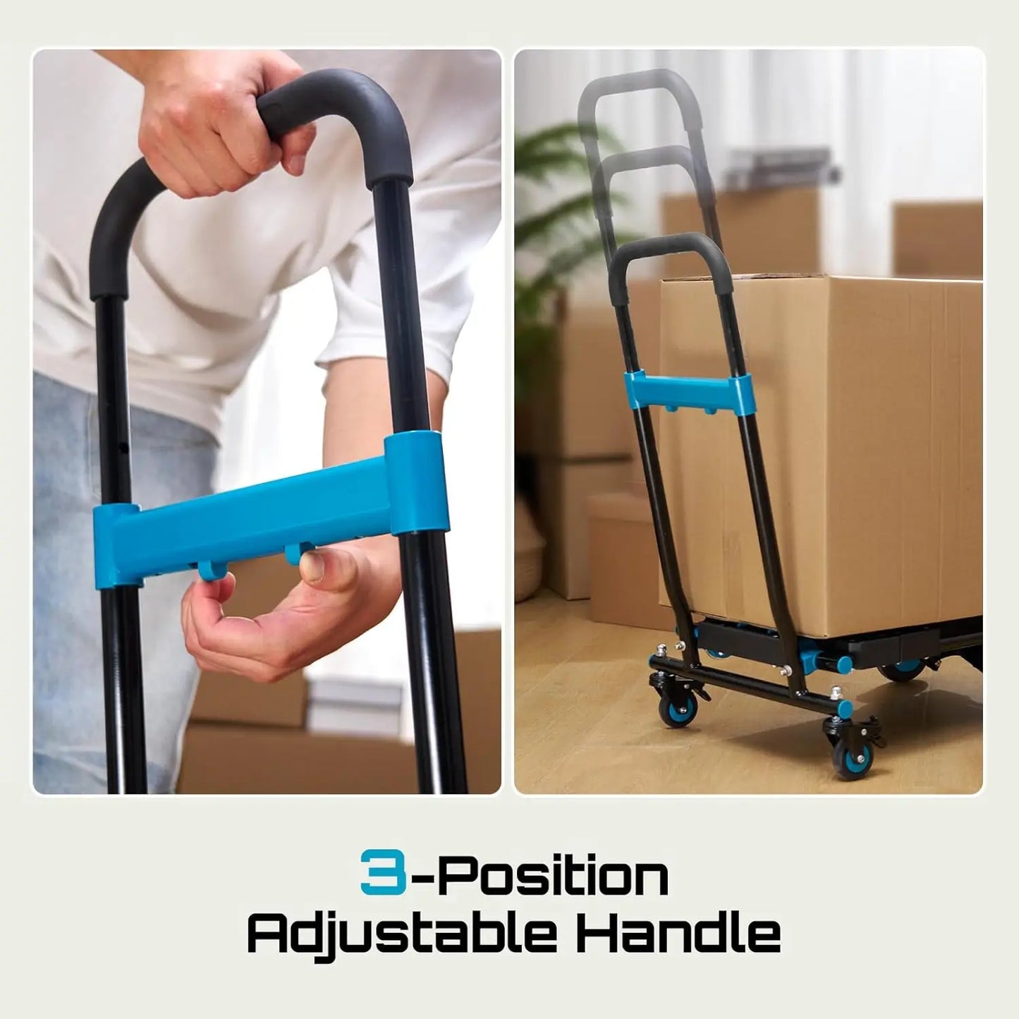 Seesii Folding Hand Truck Dolly 150KG TPR Wheels Heavy Duty