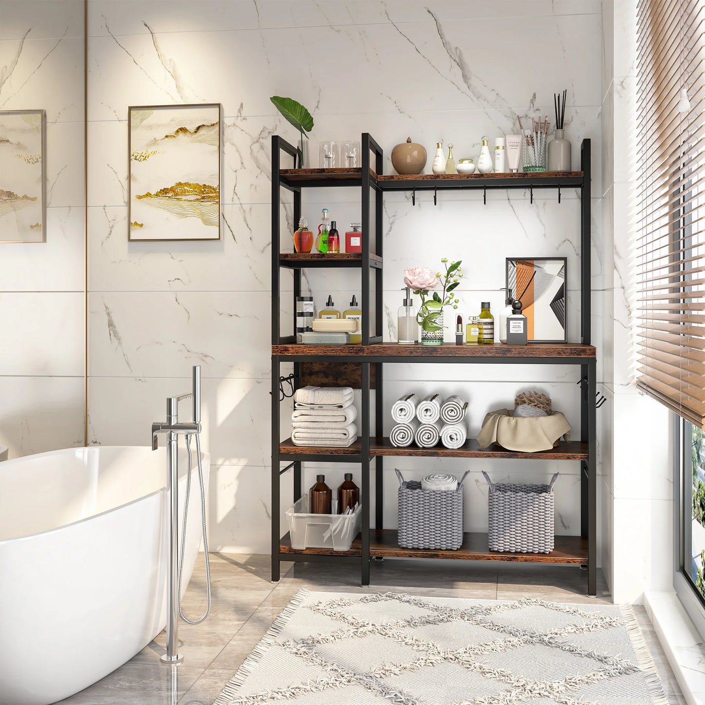 Tribesigns Kitchen Baker Rack With Storage And Hooks