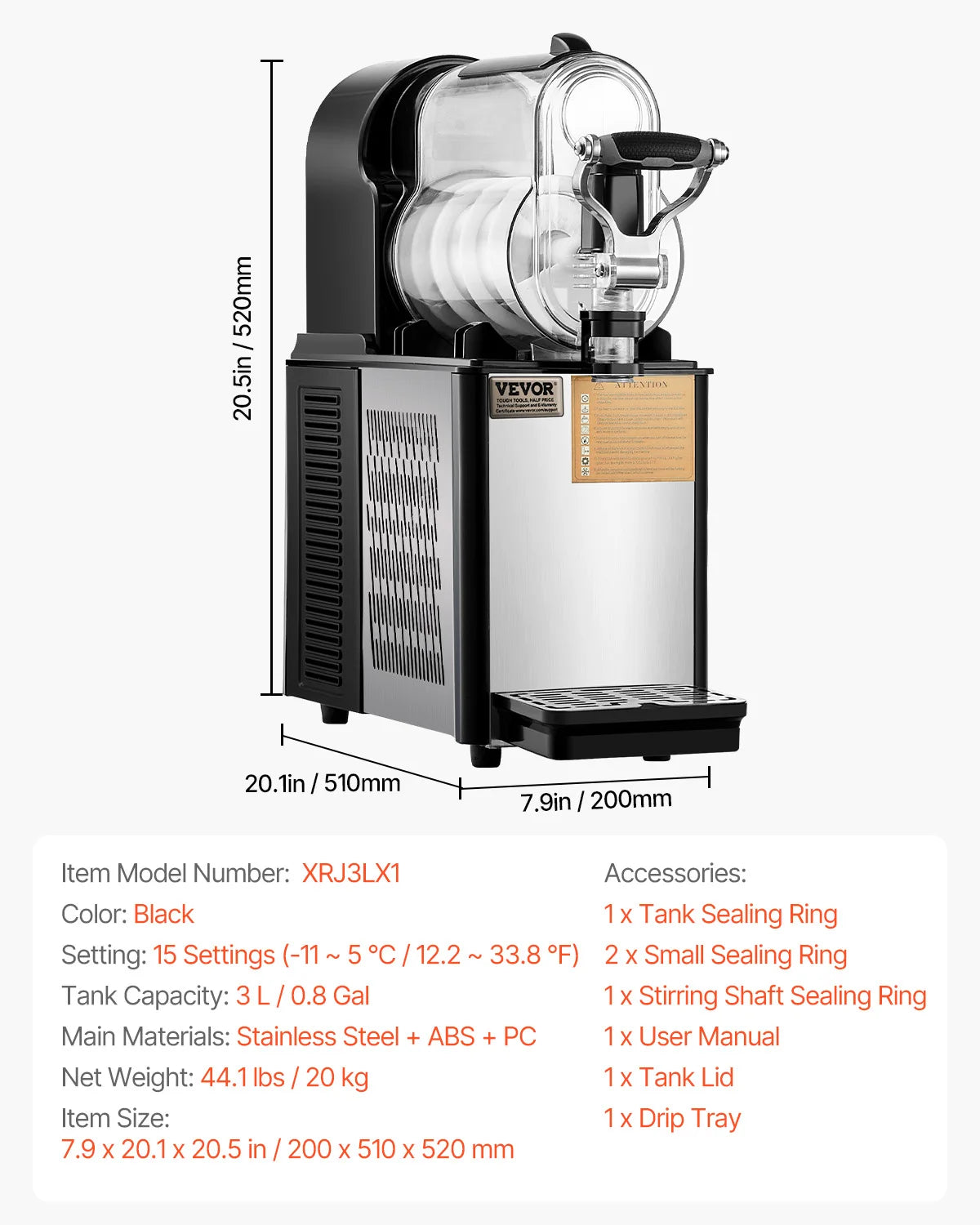 VEVOR Slushy Machine Commercial Stainless Steel Margarita