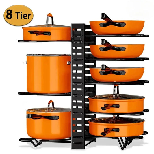 8 Tier Pot And Pan Organizer Rack For Kitchen Cabinet