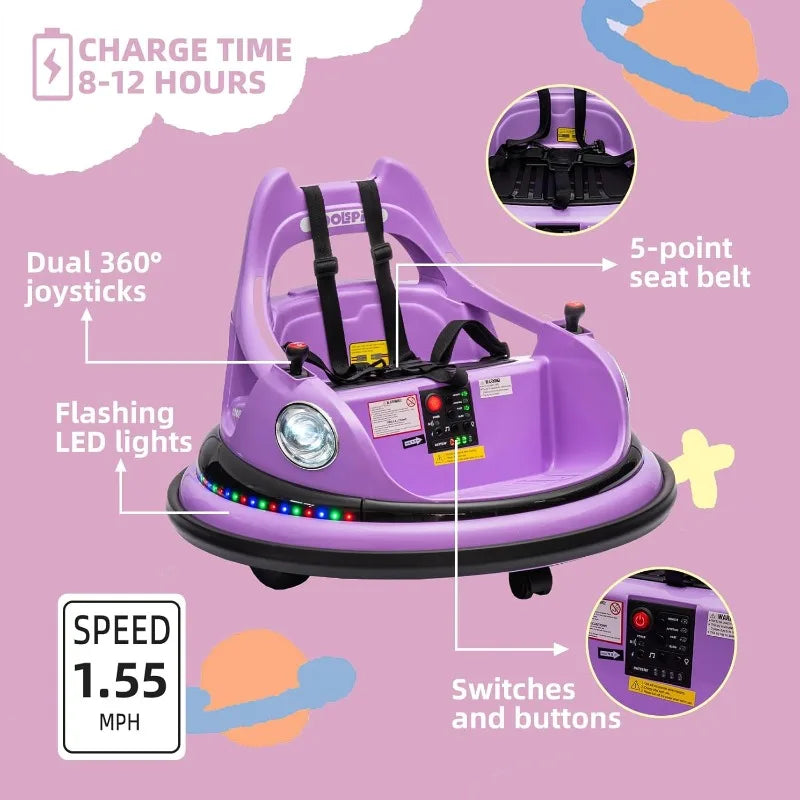 YTYIN Bumper Car For Kids 12V Remote With LED Lights