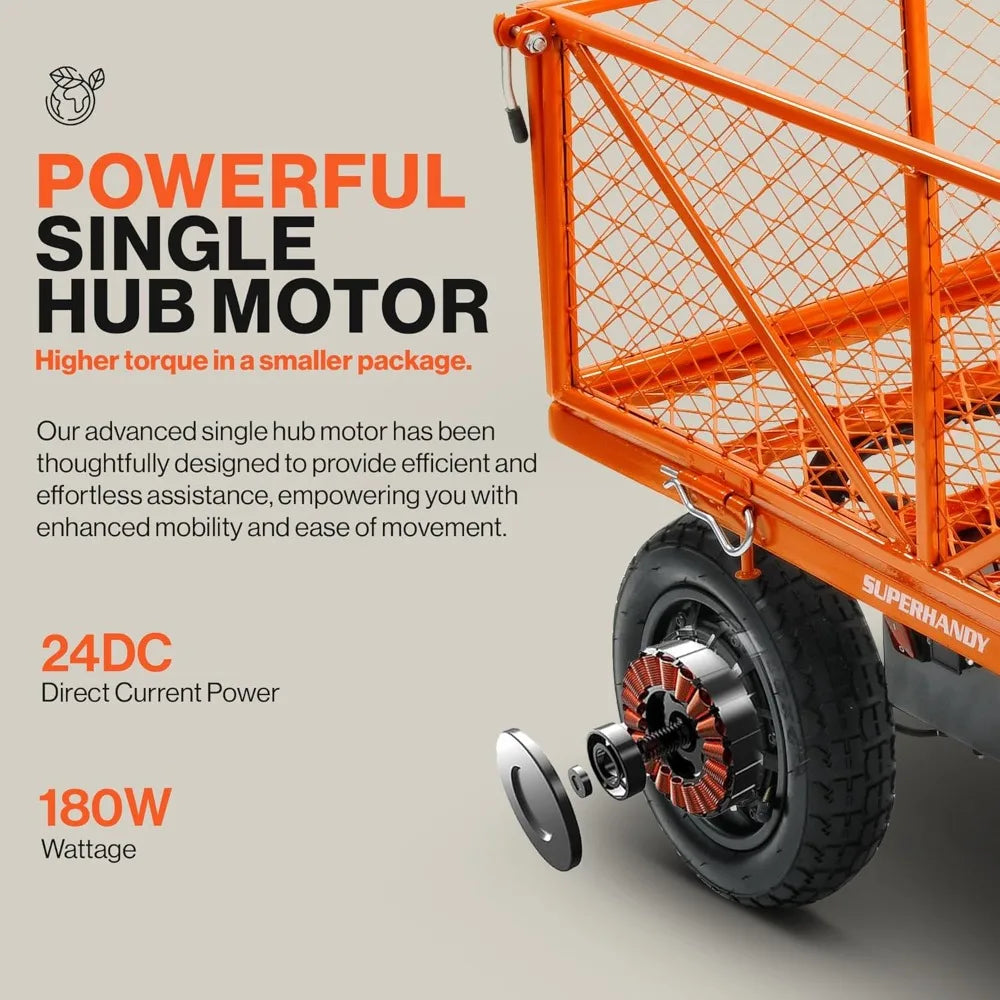 Electric Assist Garden Cart With All Terrain Wheels