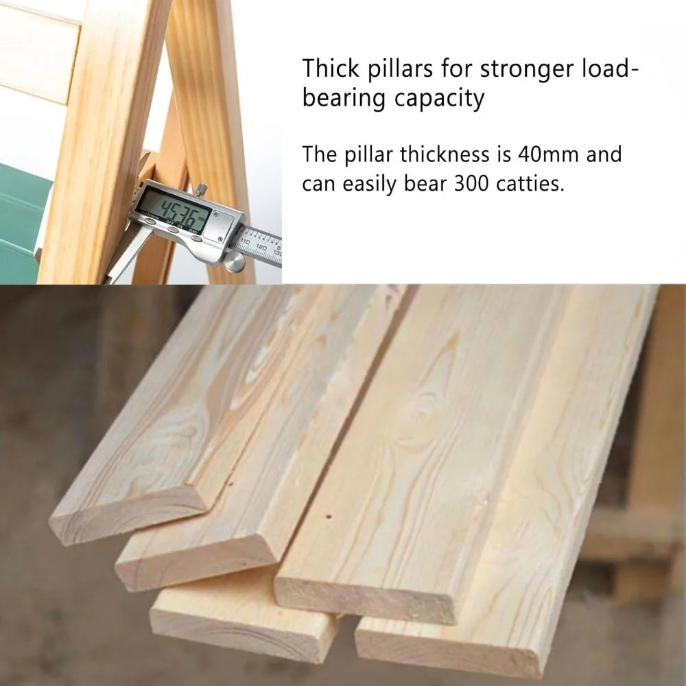 Chengwei Foldable Wood Bar Stool 3 Step Indoor Ladder