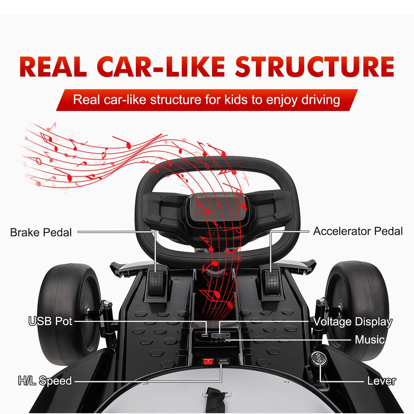 HobbyLane 24V Dual 150W Go Kart For Kids Pedal Drift Kart