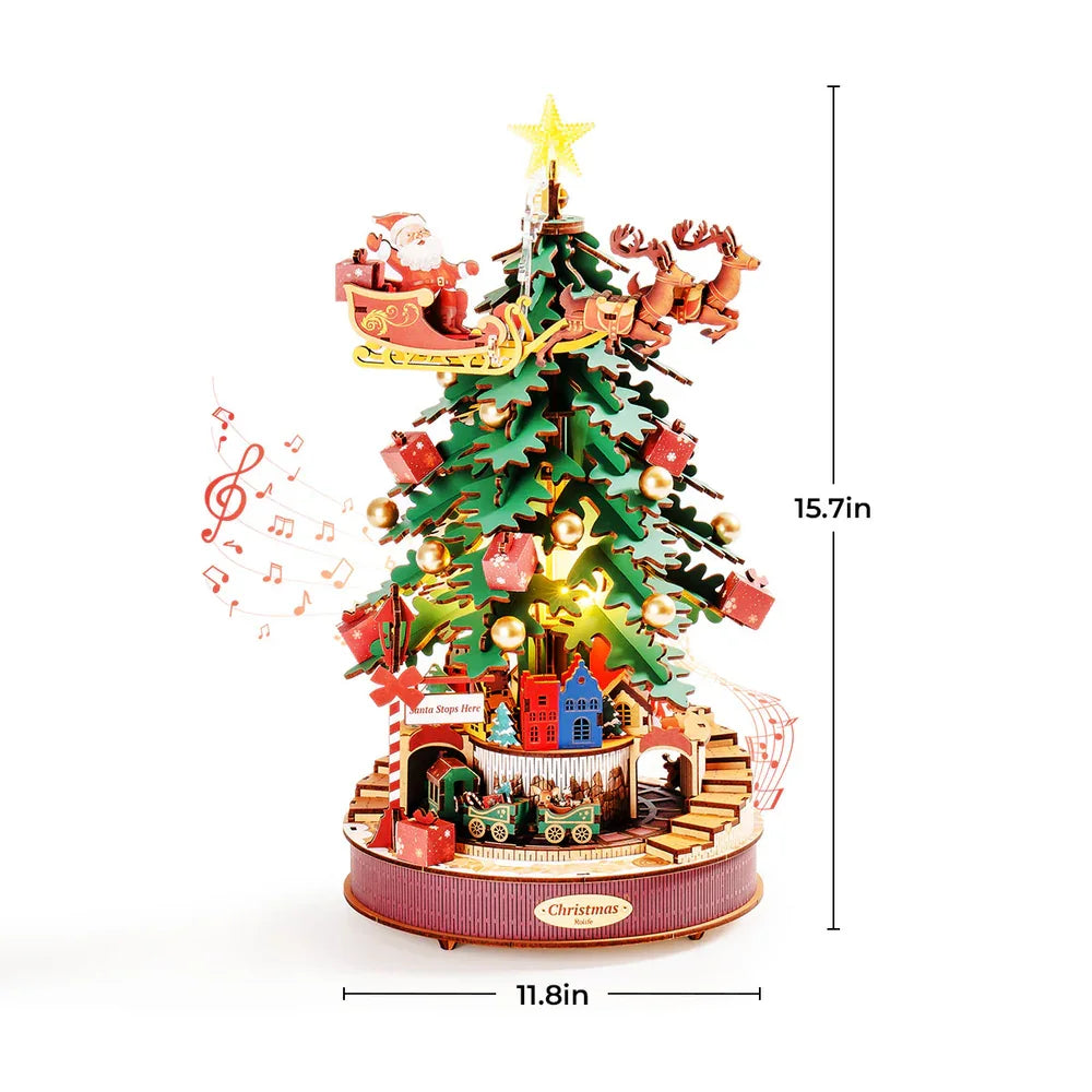 Robotime Christmas Melody Tree Music Box 3D Wooden Puzzle