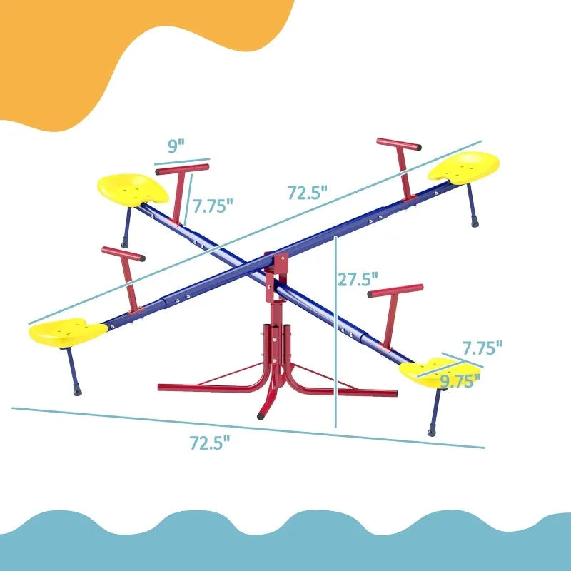 Outsunny 360 Spin Seesaw Teeter Totter Four Seater Outdoor