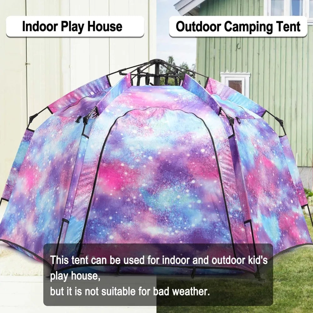 Hexagon Kids Play Tent With Led Lights Indoor Playhouse