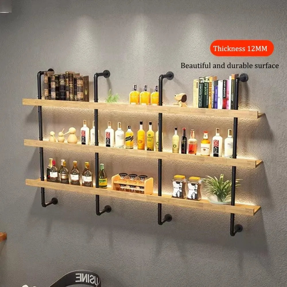 DAFIFY Wall Mount Wine Rack With LED Light And Glass Holder