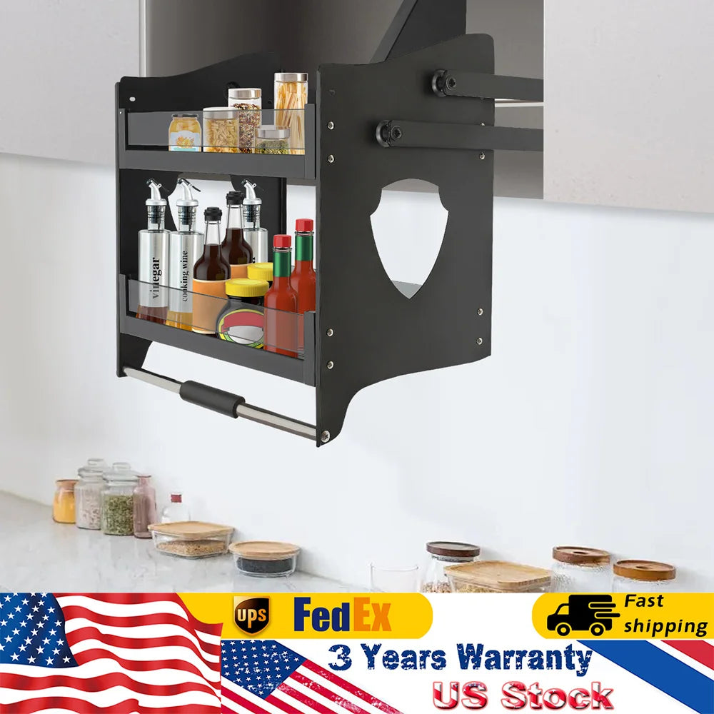 Pull Down Cabinet Organizer 2-Tier Heavy-Duty Shelf