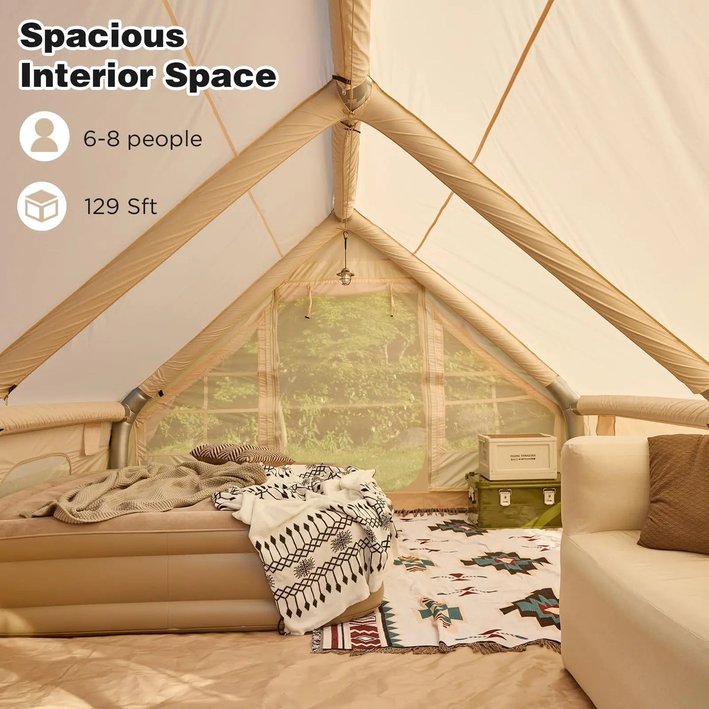 SENLEETO Inflatable Camping Tent Glamping 4 Season Shelter