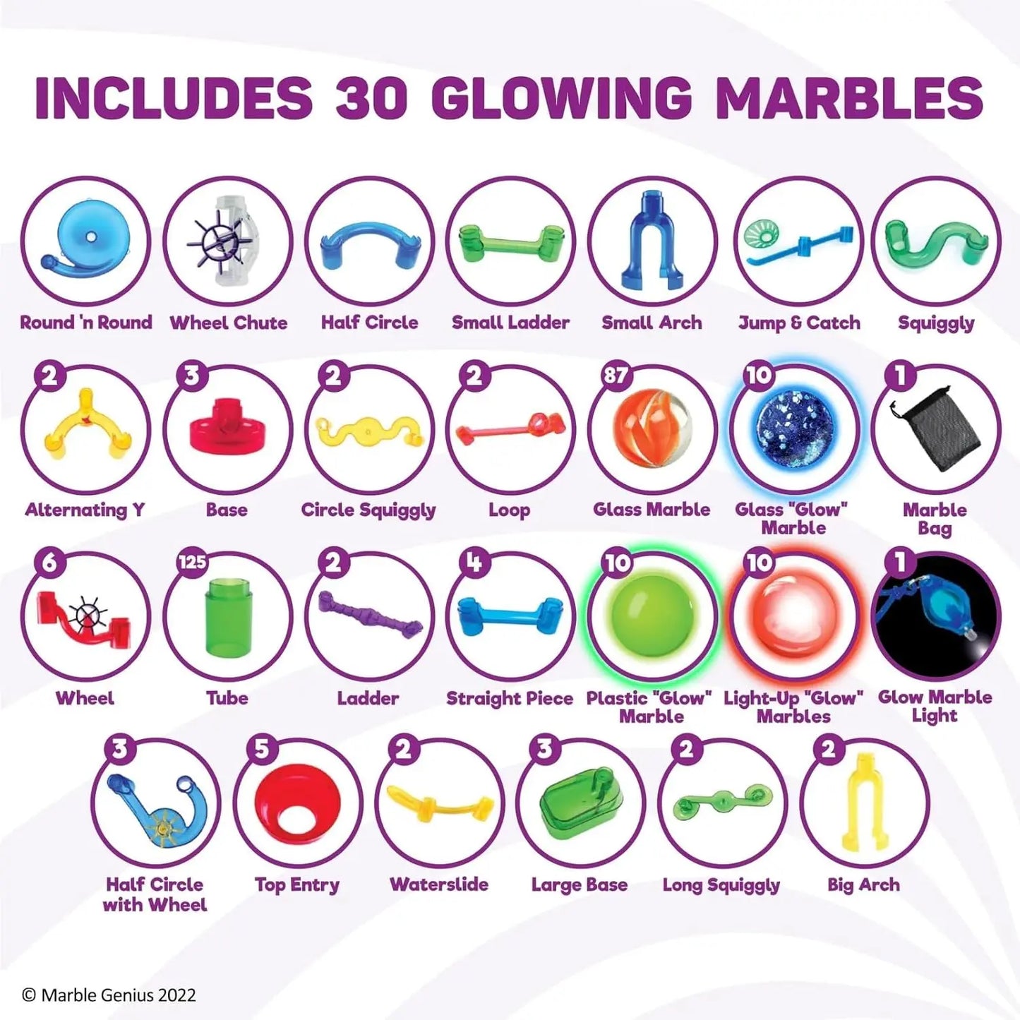 Glow Marble Run Track Set 300 Pieces for Kids STEM Education