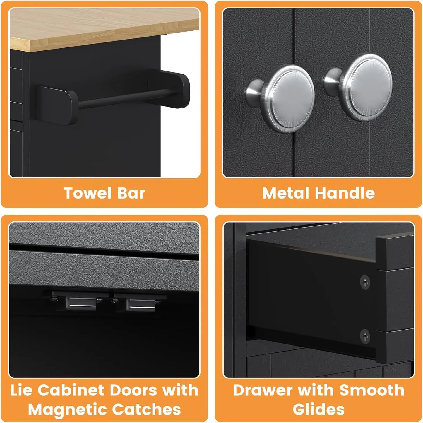 XMSJ Kitchen Island With Drop Leaf On Wheels And Storage