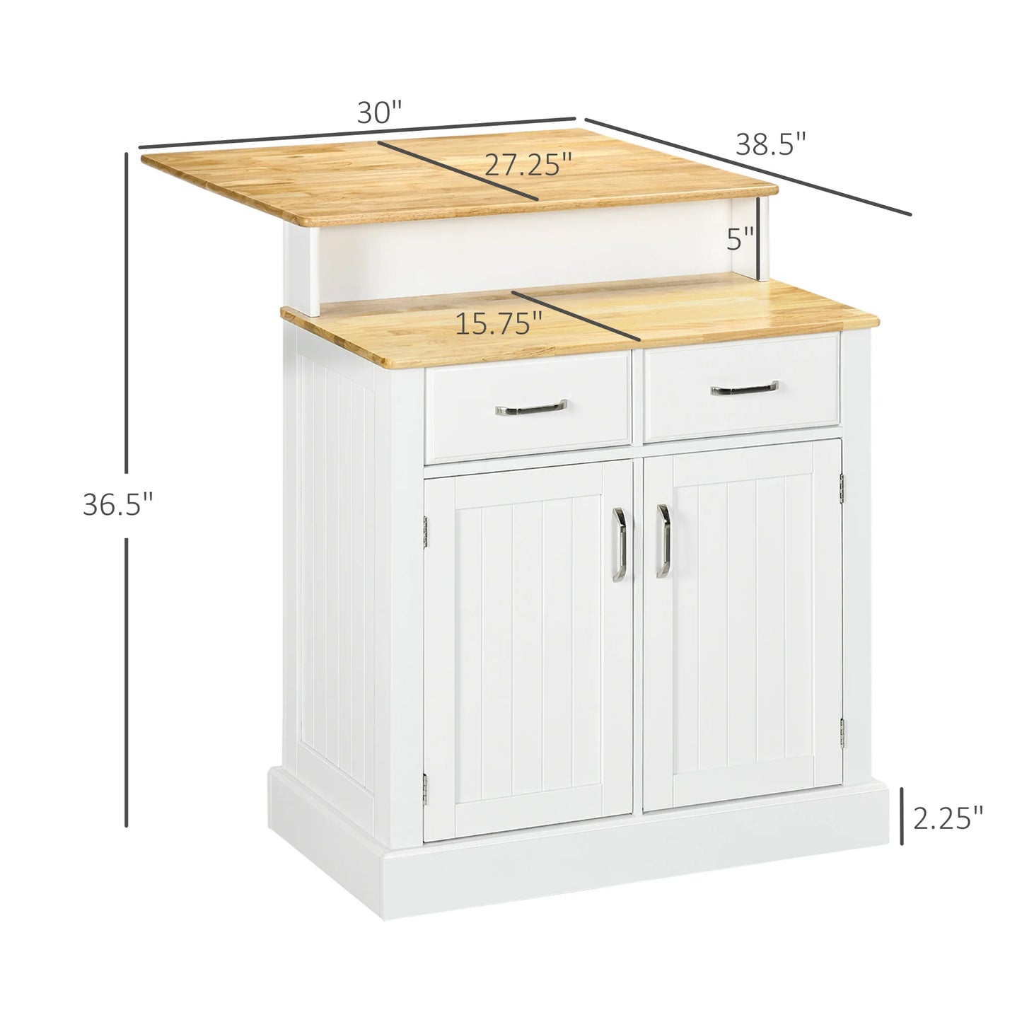 HOMCOM 2 Level Kitchen Island With Storage Drawers Cabinet