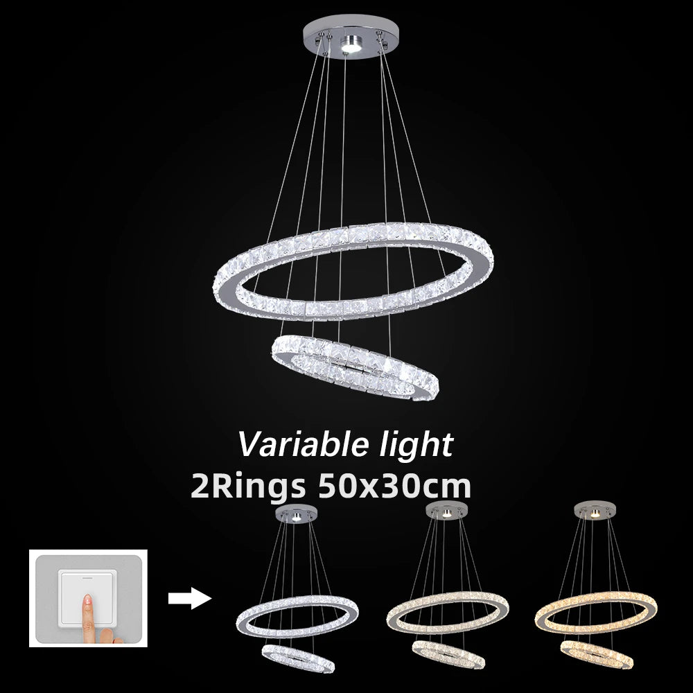 GreeLustr Crystal Chrome Led Pendant Light Fixture Classic