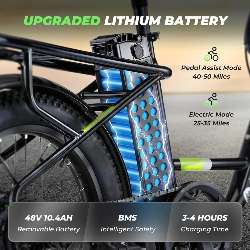 U7 Electric Bike For Adults 1000W Cargo 55 Mile Range