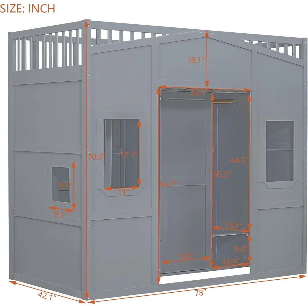 Harper And Bright Designs Loft Bed With Wardrobe And Ladder