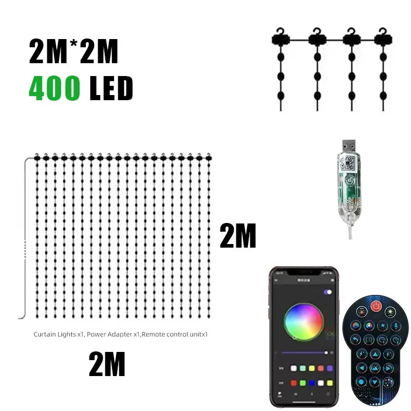 MIMIRGB Smart RGB LED Curtain Lights with App Control USB
