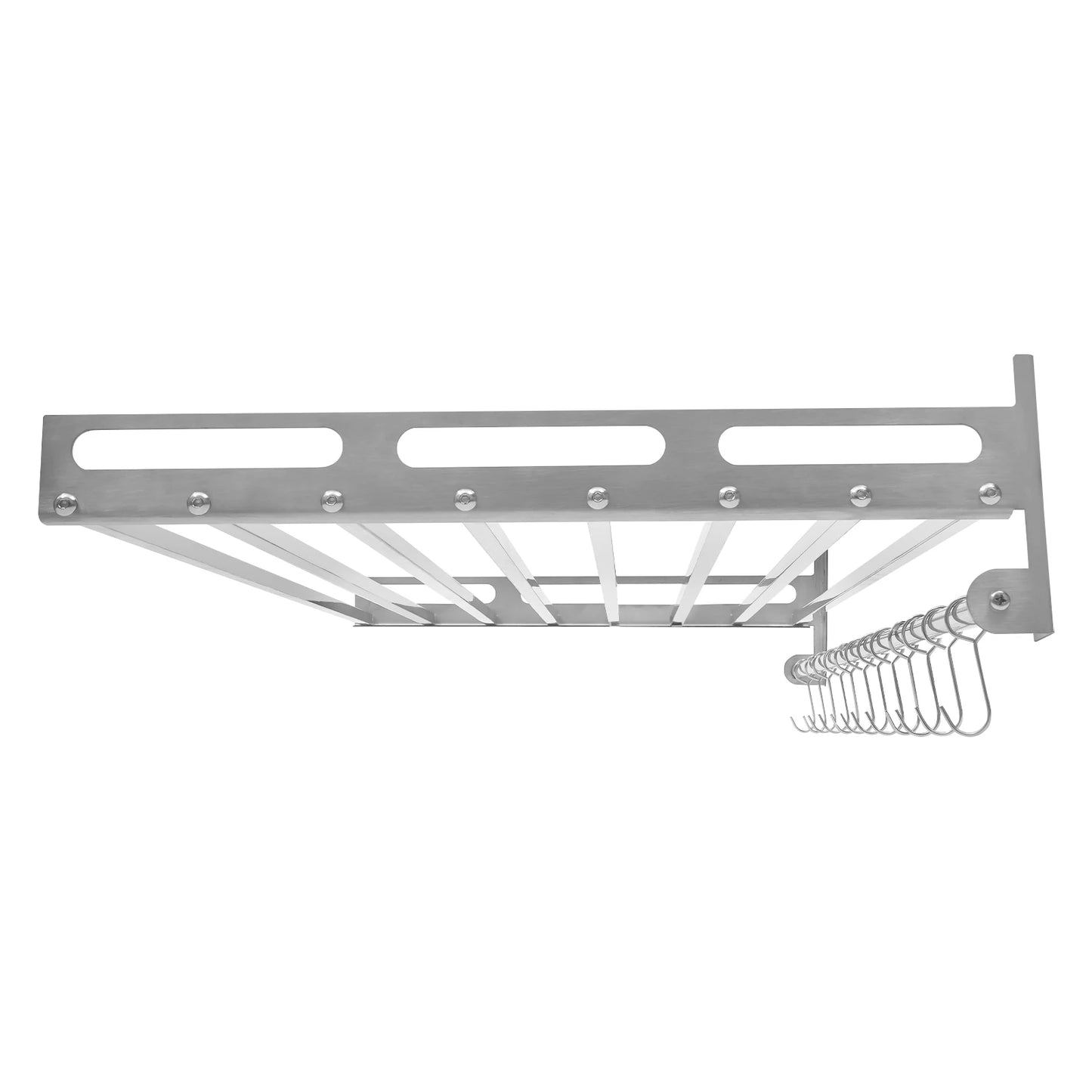 201 Stainless Steel Wall Shelf With Hooks Kitchen Rack