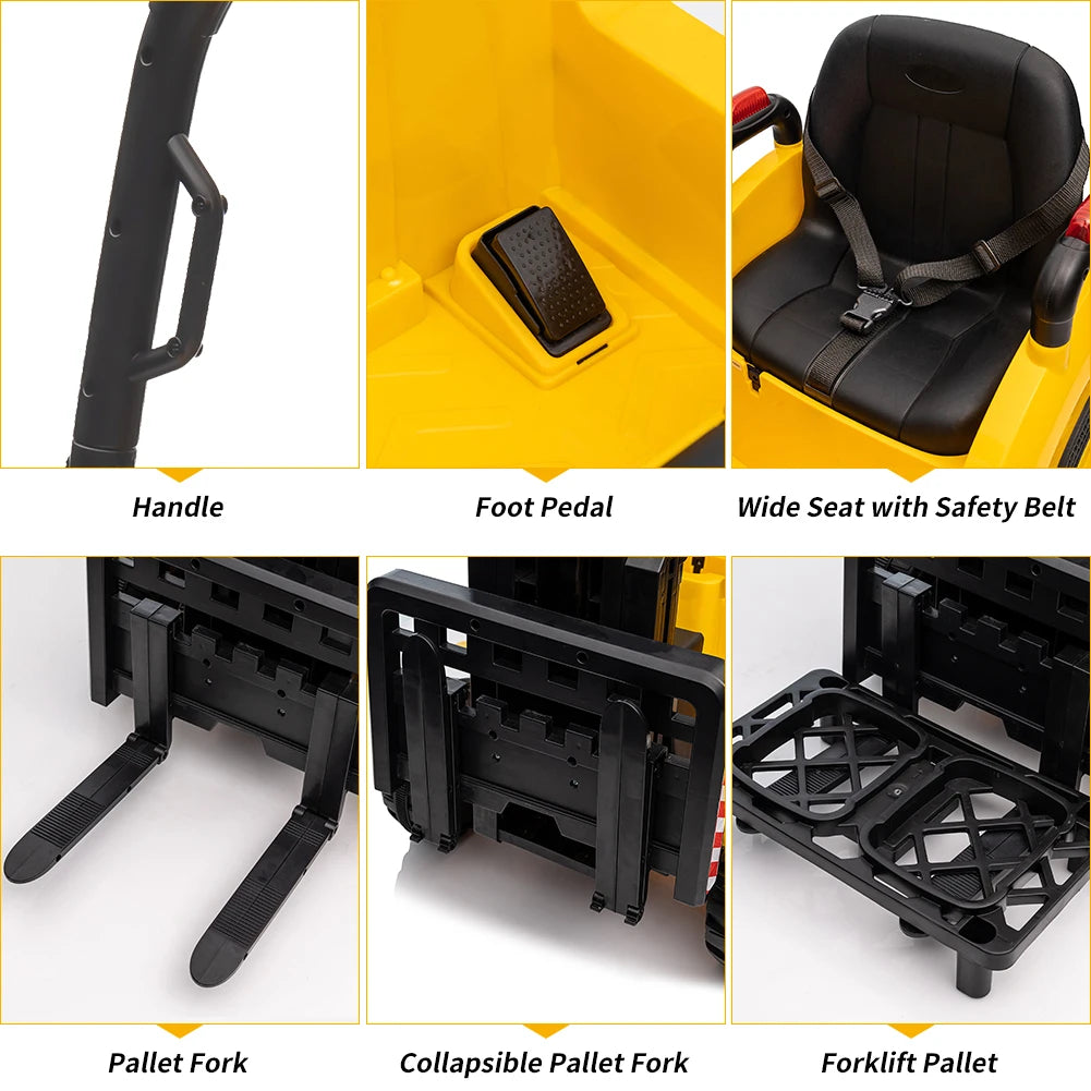 12V Kids Ride On Forklift With Tent Remote Control Music