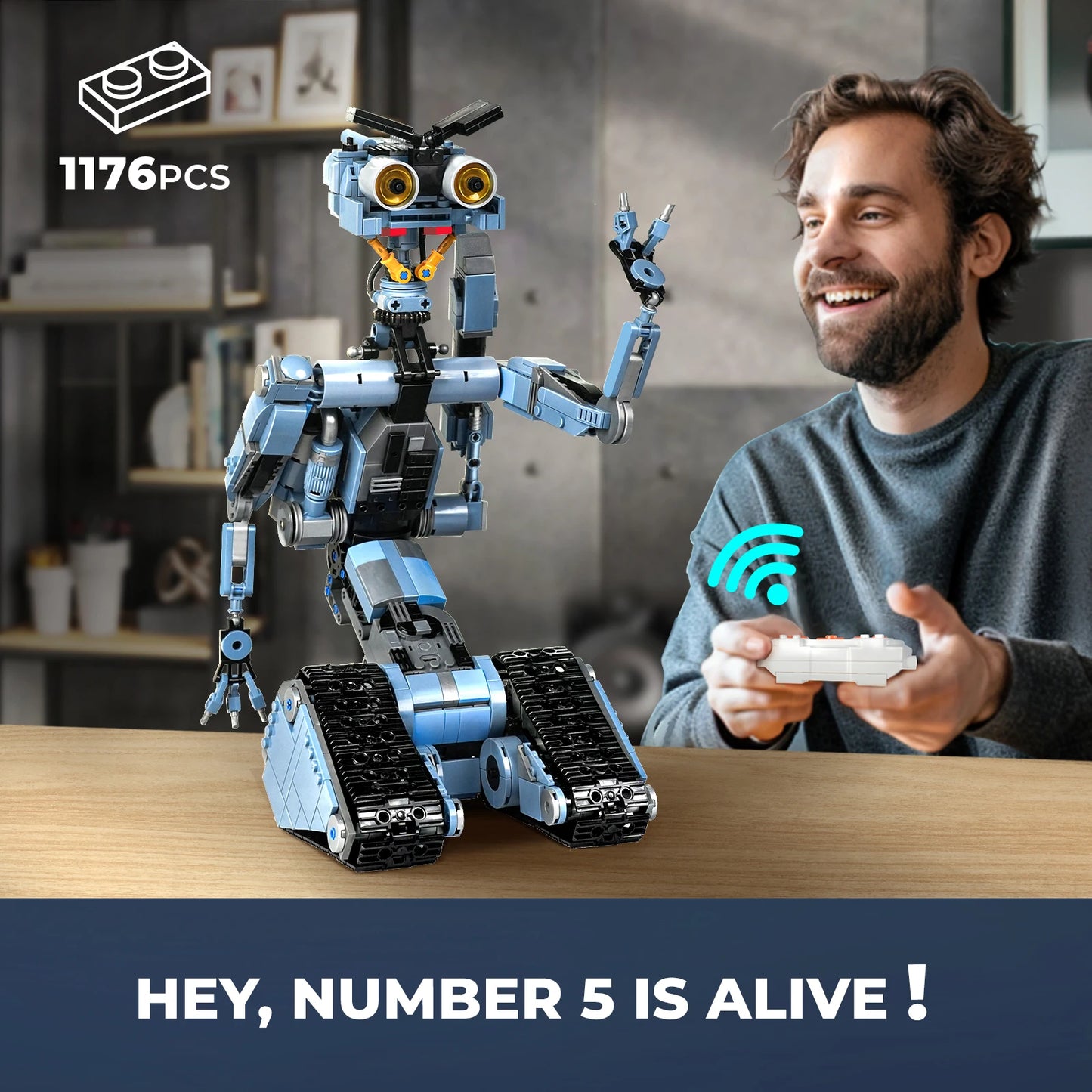 Johnny 5 Robot Building Blocks Set 1176 Pieces With Remote