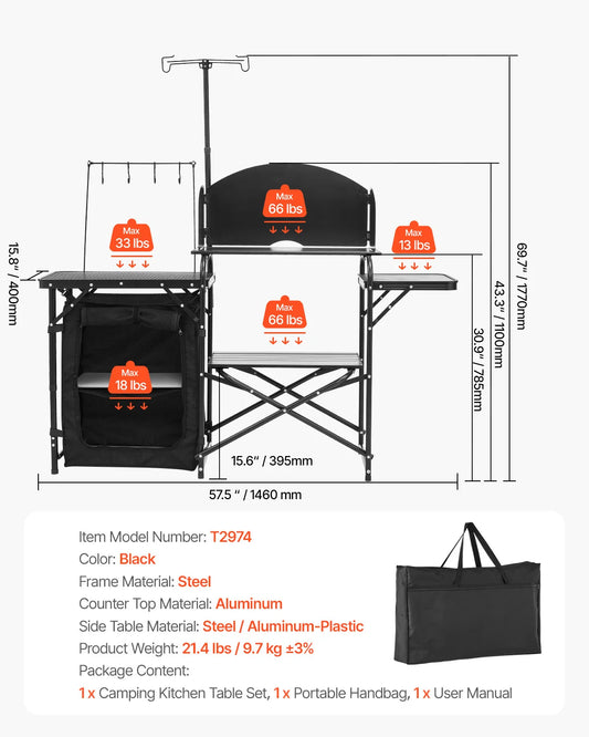 SucceBuy Folding Camping Table Aluminum Portable Windscreen