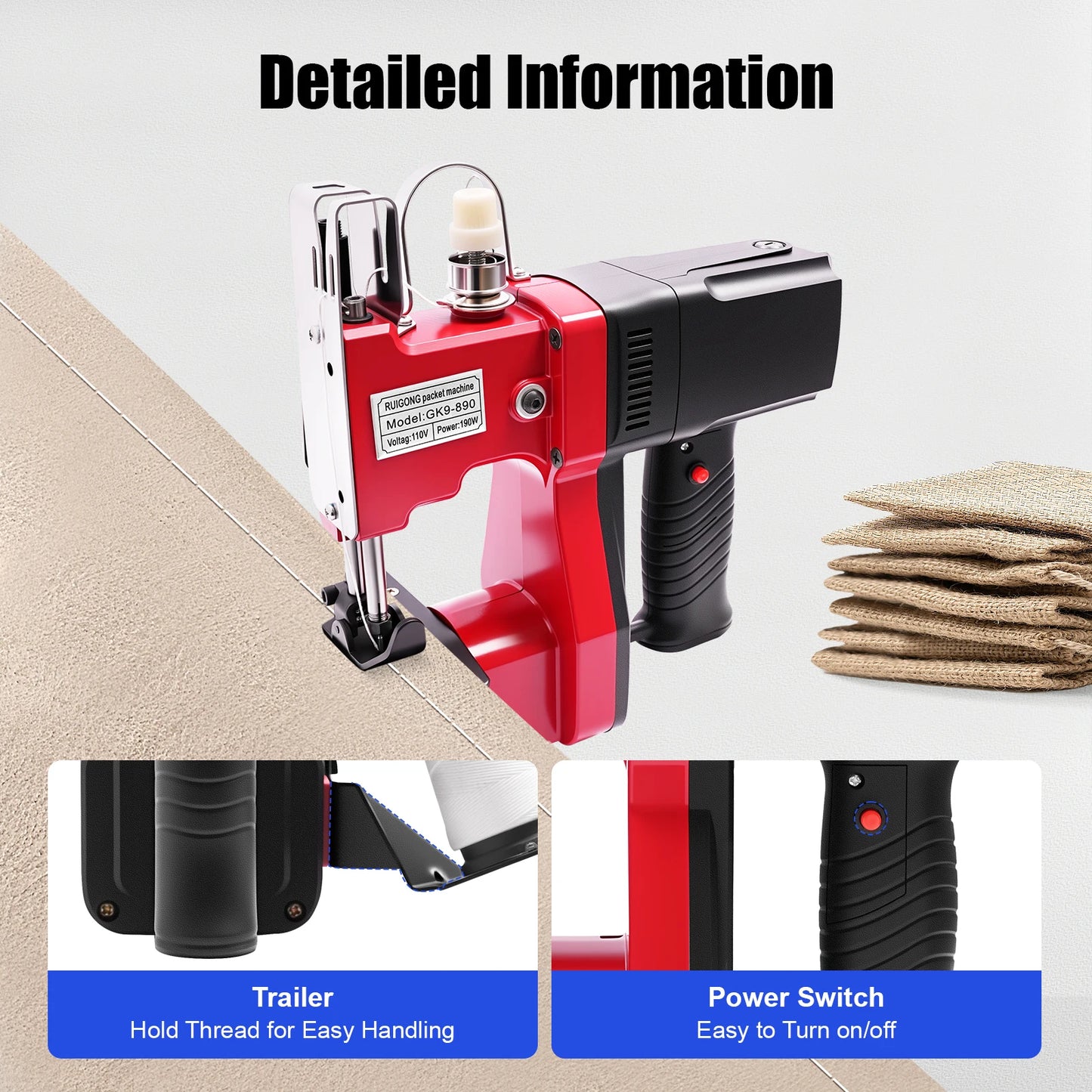 110V Portable Electric Stitching Machine For Leather Canvas
