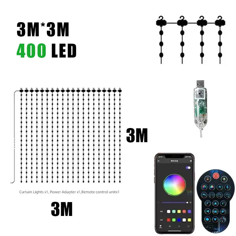 MIMIRGB Smart RGB LED Curtain Lights with App Control USB