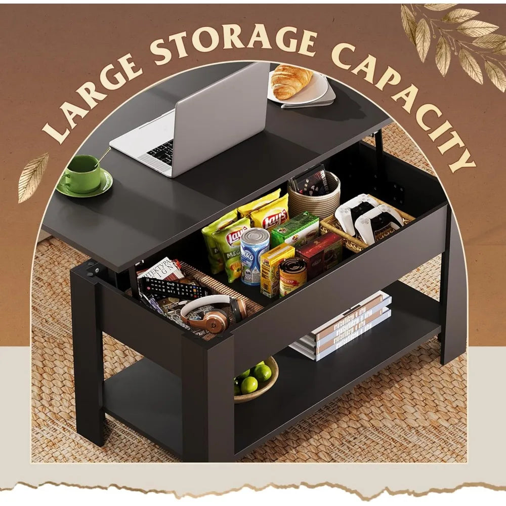 Lift Top Coffee Table With Hidden Compartment And Storage