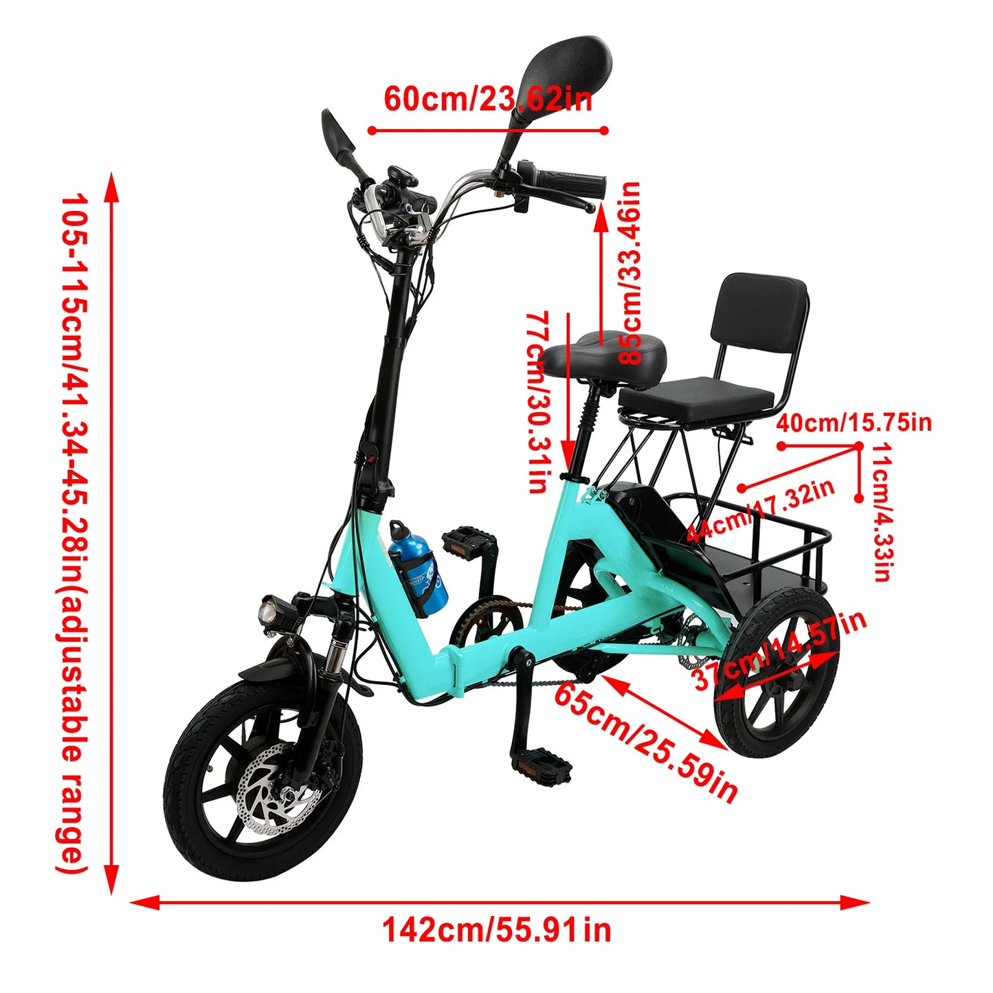 Foldable Electric Trike 350W For Adults 3 Wheel B601085