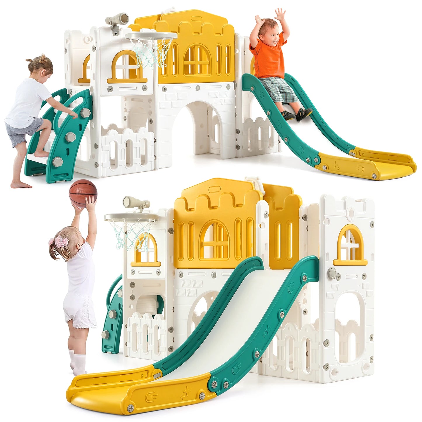 8 In 1 Toddler Slide Indoor Playground With Climber