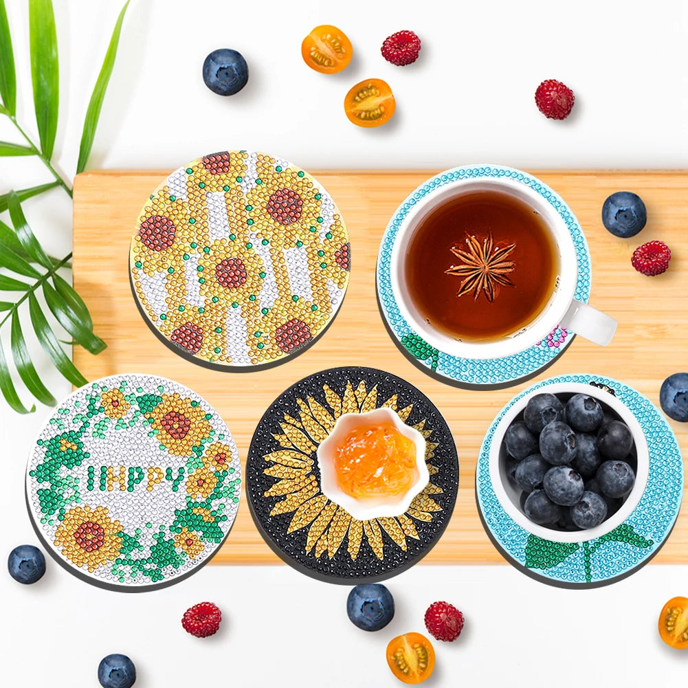 Frame Diamond Painting Coaster Kit Sunflower Mandala Set
