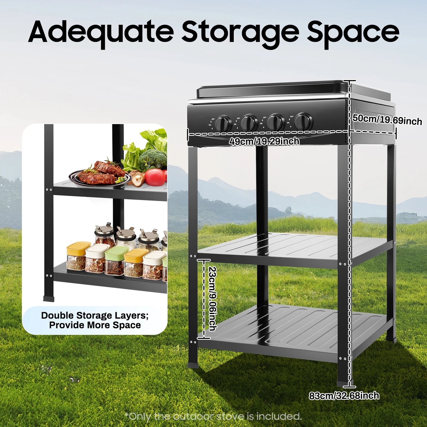 4 Burner Propane Gas Grill With Movable Storage Bracket