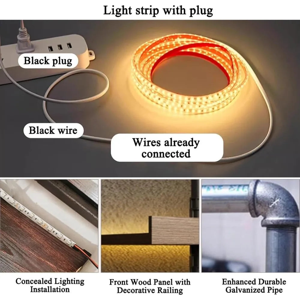 DAFIFY Wall Mount Wine Rack With LED Light And Glass Holder